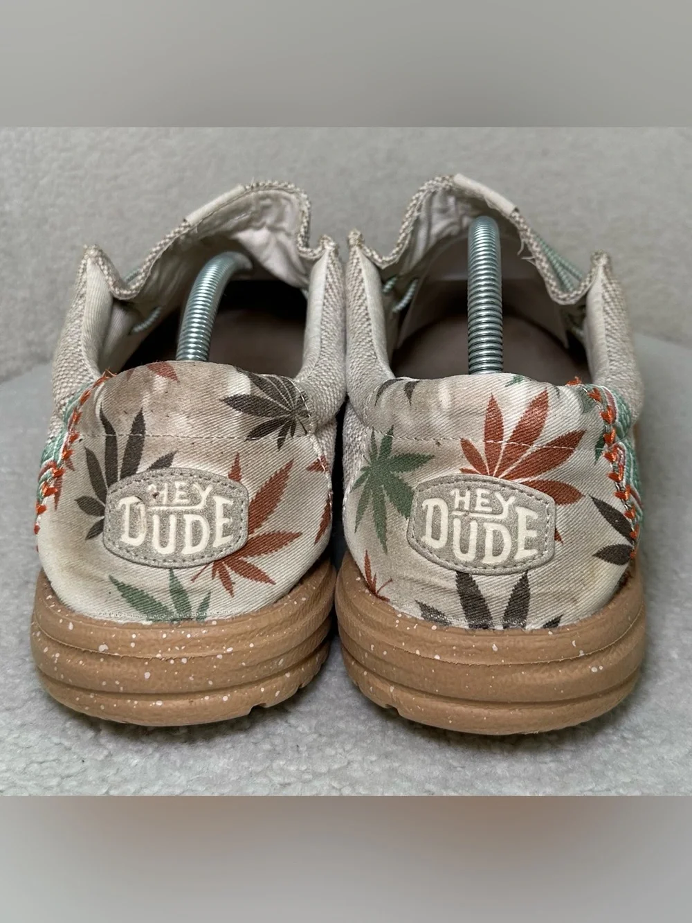 Hey Dude Wally Hemp Daze Tan Floral Casual Slip-On Loafers Palm Leaves Summer 13